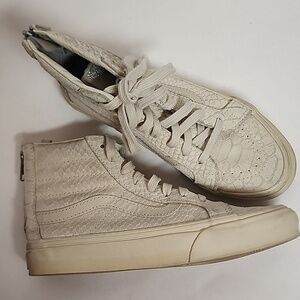 Vans Ultracush Women's  Python Cream High-Top Zipper Skakeboard Trainer Shoes